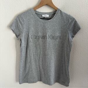 Calvin Klein Neutral Gray Raised Graphic Spellout Tee T-Shirt Classic Small